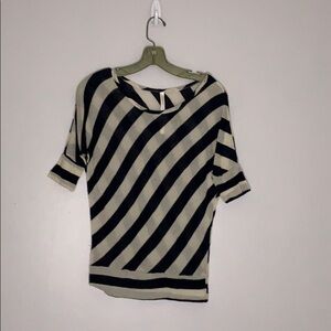 Renee C Striped Semi Sheer Small half sleeve Top medium